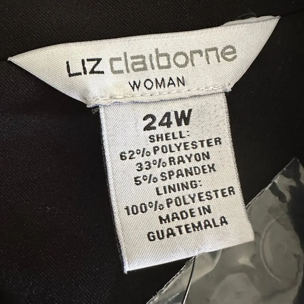 LIZ CLAIBORNE Womens Rayon Blazer Single Breasted NEW Size 24W Corpcore Black - Picture 3 of 8
